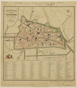 216123 Plattegrond van de stad Utrecht met directe omgeving; met weergave van het stratenplan met nummers (ged.), ...